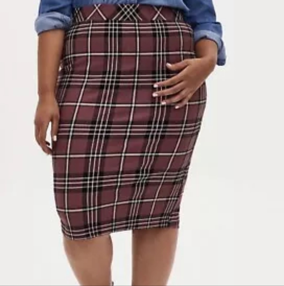 Torrid Plaid Ponte Pencil Skirt 0X